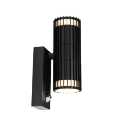 Außenwandleuchte schwarz mit Bewegungssensor 2-Licht - Boris