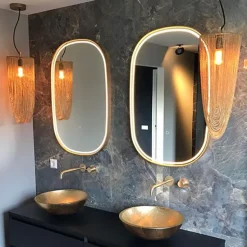 Badezimmerspiegel Gold inkl. LED mit Touchdimmer oval - Miral