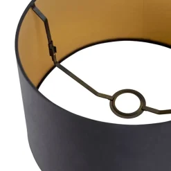 Baumwolllampenschirm schwarz 35/30/20 mit goldenem Interieur