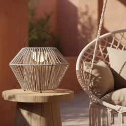 Böhmische Tischleuchte Grau inkl. LED 3-Stufen-Dimmbar IP54 Solar Wiederaufladbar - Duco