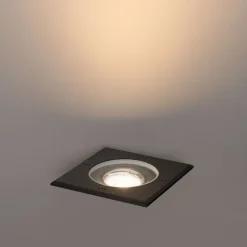 Bodenstrahler für den Außenbereich, schwarz, quadratisch, verstellbar, IP65 – Delux