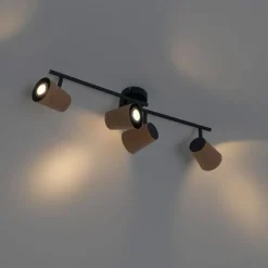 Deckenfleck schwarz mit Korkschirm 4-Licht verstellbar - Corky