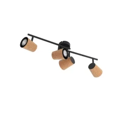 Deckenfleck schwarz mit Korkschirm 4-Licht verstellbar - Corky