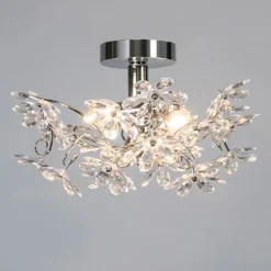 Deckenleuchte Chrom mit bunten Kunststoffblumen 38cm - Fiore