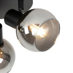 Deckenleuchte schwarz 35 cm mit Rauchglas 3-Licht - Vidro