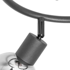 Deckenleuchte schwarz 44,5 cm mit Rauchglas und Holz 3-flammig - Vidro