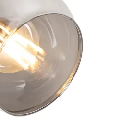 Deckenleuchte schwarz 44,5 cm mit Rauchglas und Holz 3-flammig - Vidro