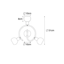 Deckenleuchte schwarz 44,5 cm mit Rauchglas und Holz 3-flammig - Vidro