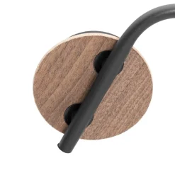 Deckenleuchte schwarz 44,5 cm mit Rauchglas und Holz 3-flammig - Vidro