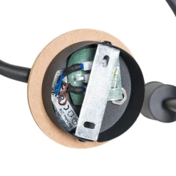 Deckenleuchte schwarz 44,5 cm mit Rauchglas und Holz 3-flammig - Vidro