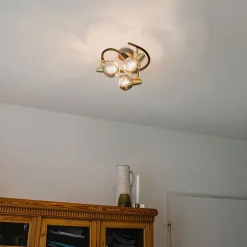 Deckenleuchte schwarz 44,5 cm mit Rauchglas 3-flammig - Vidro