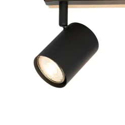 Deckenleuchte schwarz mit Holz 3-flammig verstellbar rechteckig - Jeana