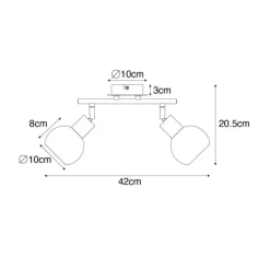 Deckenleuchte schwarz mit Rauchglas und Holz 2-flammig - Vidro