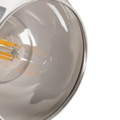 Deckenleuchte schwarz mit Rauchglas und Holz 2-flammig - Vidro