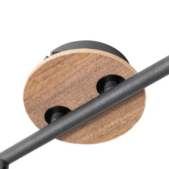 Deckenleuchte schwarz mit Rauchglas und Holz 2-flammig - Vidro