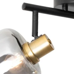 Deckenspot Schwarz / Gold mit Rauchglas 2-flammig - Zuzanna