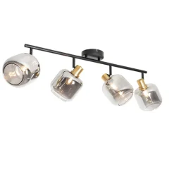 Deckenspot Schwarz mit Gold mit Rauchglas 4-flammig - Zuzanna
