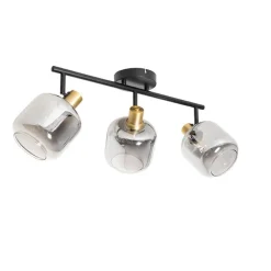 Deckenspot schwarz mit Rauchglas länglich 3-flammig - Zuzanna