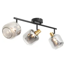 Deckenspot schwarz mit Rauchglas länglich 3-flammig - Zuzanna