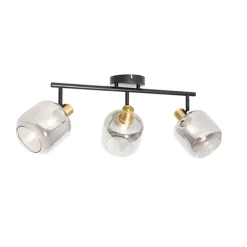 Deckenspot schwarz mit Rauchglas länglich 3-flammig - Zuzanna
