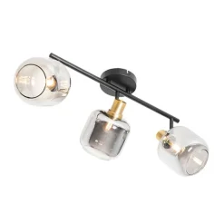 Deckenspot schwarz mit Rauchglas länglich 3-flammig - Zuzanna