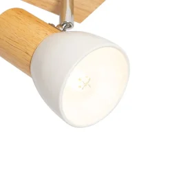 Deckenstrahler aus Holz mit weißem, verstellbarem 4-flammigen Strahler – Thorin