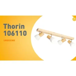 Deckenstrahler aus Holz mit weißem, verstellbarem 4-flammigen Strahler – Thorin