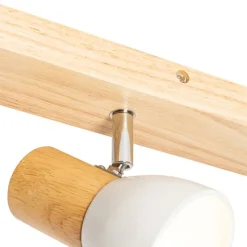 Deckenstrahler aus Holz mit weißem, verstellbarem 4-flammigen Strahler – Thorin