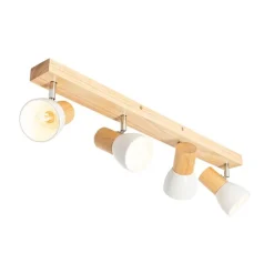 Deckenstrahler aus Holz mit weißem, verstellbarem 4-flammigen Strahler – Thorin