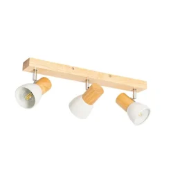 Deckenstrahler aus Holz mit weißem, verstellbarem 3-flammigen Strahler – Thorin