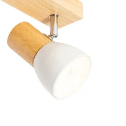 Deckenstrahler aus Holz mit weißem, verstellbarem 3-flammigen Strahler – Thorin