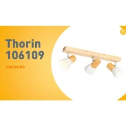 Deckenstrahler aus Holz mit weißem, verstellbarem 3-flammigen Strahler – Thorin