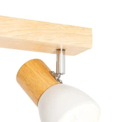 Deckenstrahler aus Holz mit weißem, verstellbarem 3-flammigen Strahler – Thorin