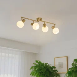 Deckenstrahler Gold mit Opalglas 4-flammig verstellbar - Anouk