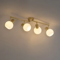 Deckenstrahler Gold mit Opalglas 4-flammig verstellbar - Anouk
