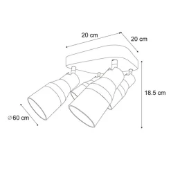 Deckenstrahler Gunmetal GU10 50 mm quadratisch 4-flammig - Stanley