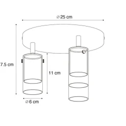 Deckenstrahler Gunmetal Rund 3-flammig drehbar und verstellbar - Drain