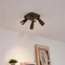 Deckenstrahler quadratisch dunkelbronzefarben GU10 50 mm 4-flammig - Stanley