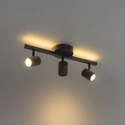 Deckenstrahler schwarz GU10 50mm 3-flammig inkl. Hintergrundbeleuchtung - Back Up