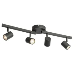 Deckenstrahler schwarz GU10 50mm 4-flammig inkl. Hintergrundbeleuchtung - Back Up