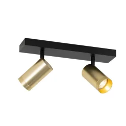 Deckenstrahler schwarz mit goldenem verstellbarem 2-Licht - Jeana Luxe