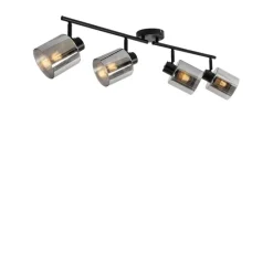 Deckenstrahler schwarz mit Rauchglas 4-flammig verstellbar - Laura