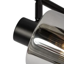 Deckenstrahler schwarz mit Rauchglas 4-flammig verstellbar - Laura