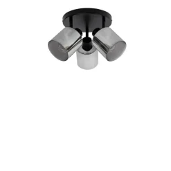 Deckenstrahler schwarz mit Rauchglas rund 3-flammig verstellbar - Laura