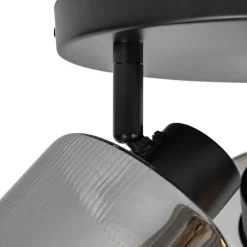 Deckenstrahler schwarz mit Rauchglas rund 3-flammig verstellbar - Laura