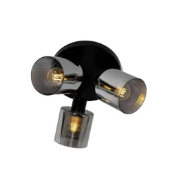 Deckenstrahler schwarz mit Rauchglas rund 3-flammig verstellbar - Laura