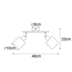Deckenstrahler Stahl mit weißem Schirm 2-Licht verstellbar - Hetta