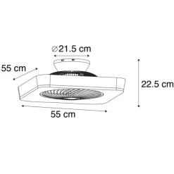 Deckenventilator eckig schwarz inkl. LED dimmbar - Climo