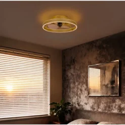 Deckenventilator Messing 50cm inkl. LED Dimmbar mit Fernbedienung - Maddy