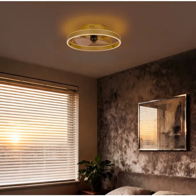 Deckenventilator Messing 50cm inkl. LED Dimmbar mit Fernbedienung - Maddy